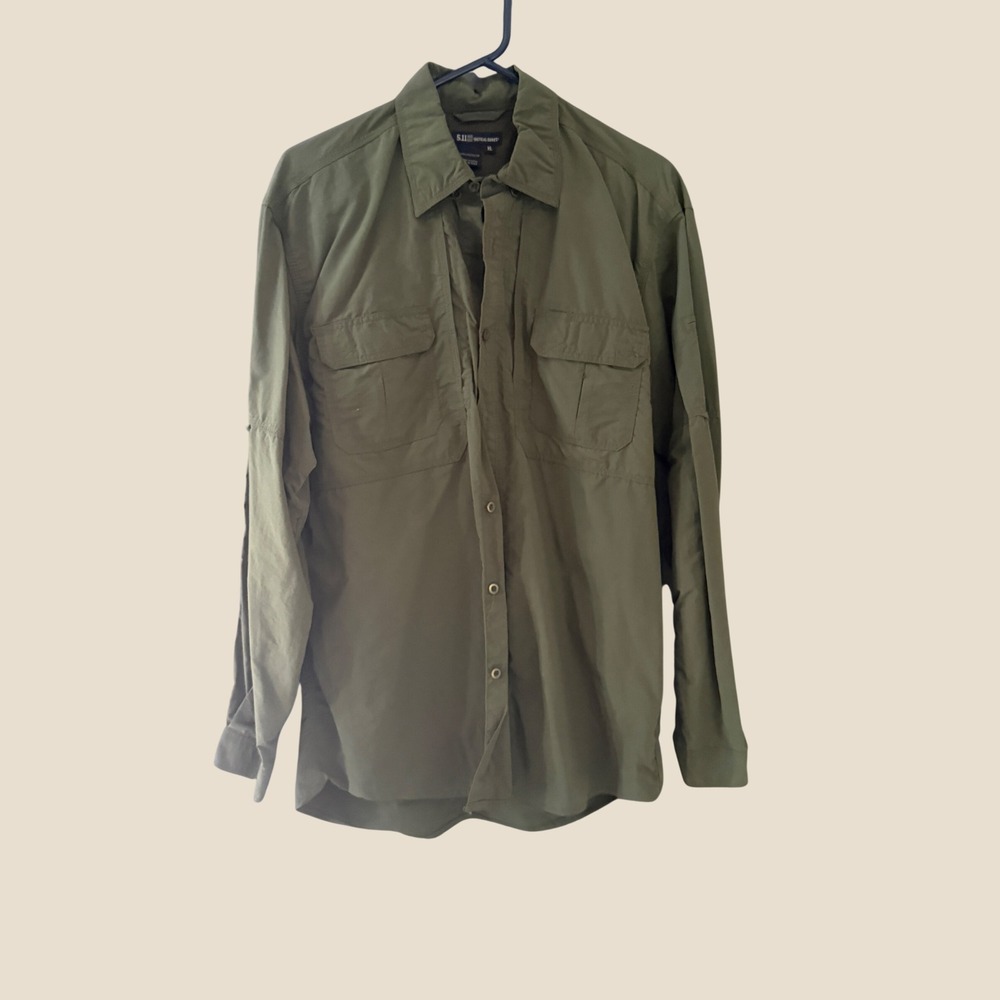 5.11 Tactical Series Mens XL Olive Green Long Sleeve Ventilated Utility Shirt